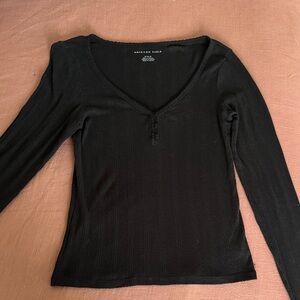 American Eagle Outfitters V-Neck Blouse
black, dusty blue/green, and orange!